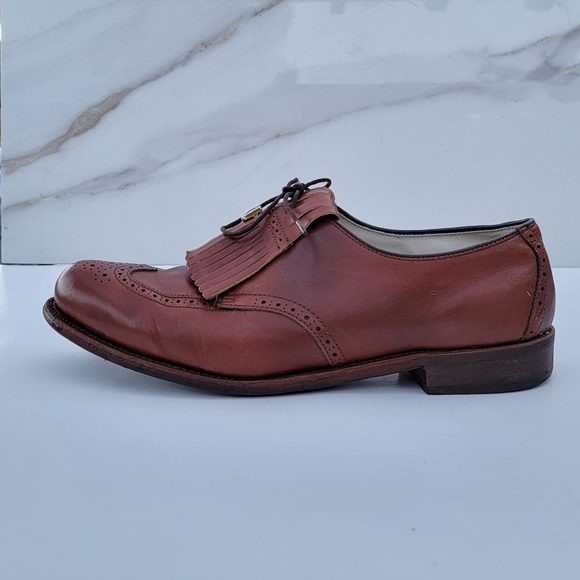 FOOTJOY VINTAGE Kiltie Wingtip Derby men\'s golf shoes Size 10 Cognac main image 7